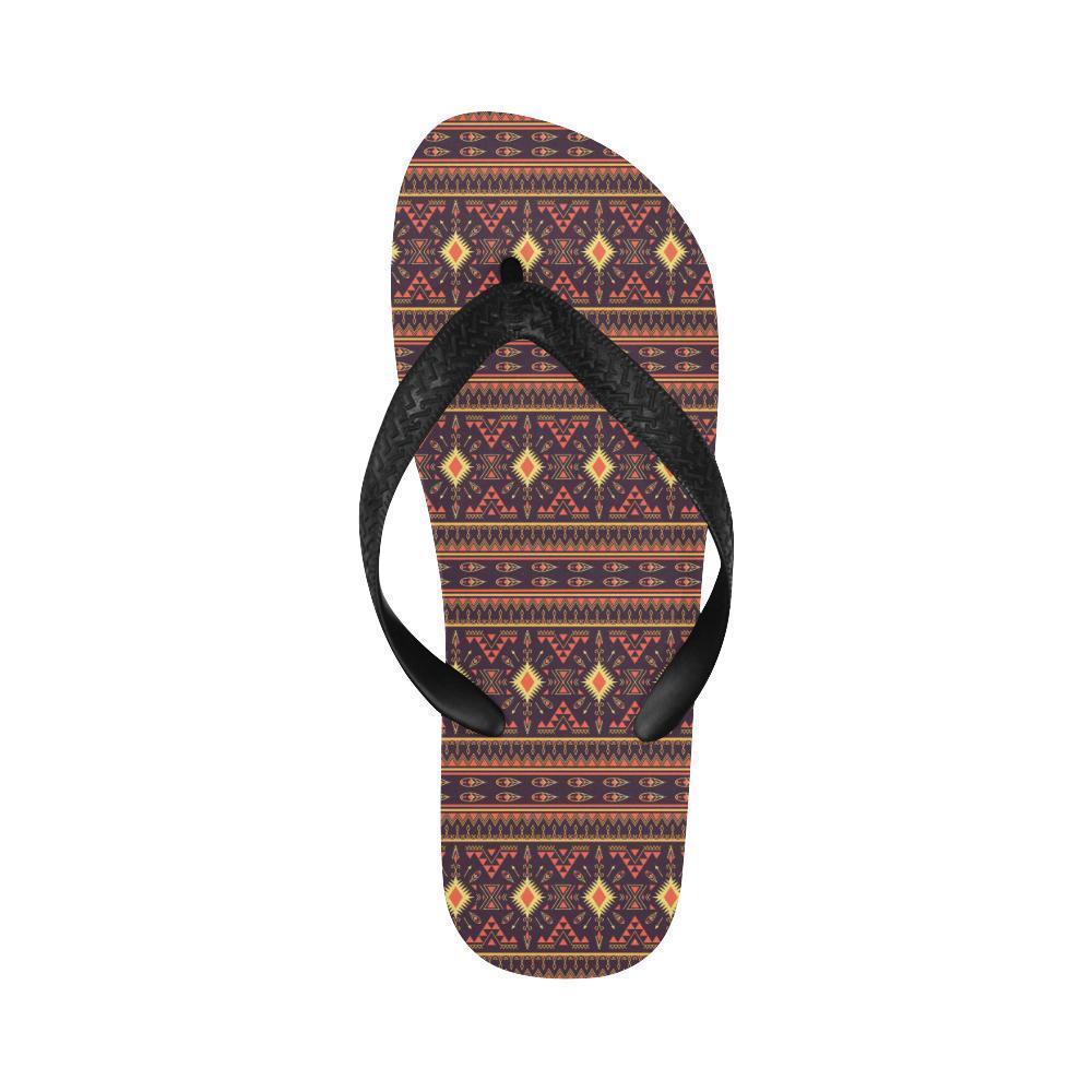 Southwest Ethnic Design Themed Print Flip Flops-JTAMIGO.COM