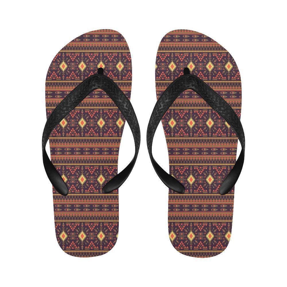 Southwest Ethnic Design Themed Print Flip Flops-JTAMIGO.COM