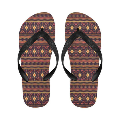 Southwest Ethnic Design Themed Print Flip Flops-JTAMIGO.COM