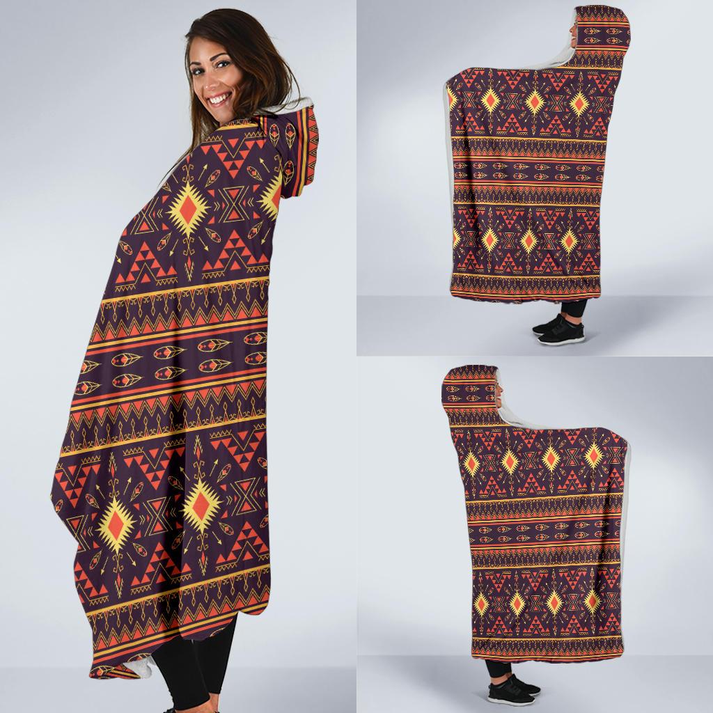 Southwest Ethnic Design Themed Print Hooded Blanket-JTAMIGO.COM