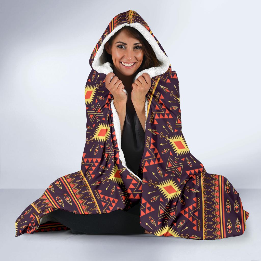 Southwest Ethnic Design Themed Print Hooded Blanket-JTAMIGO.COM