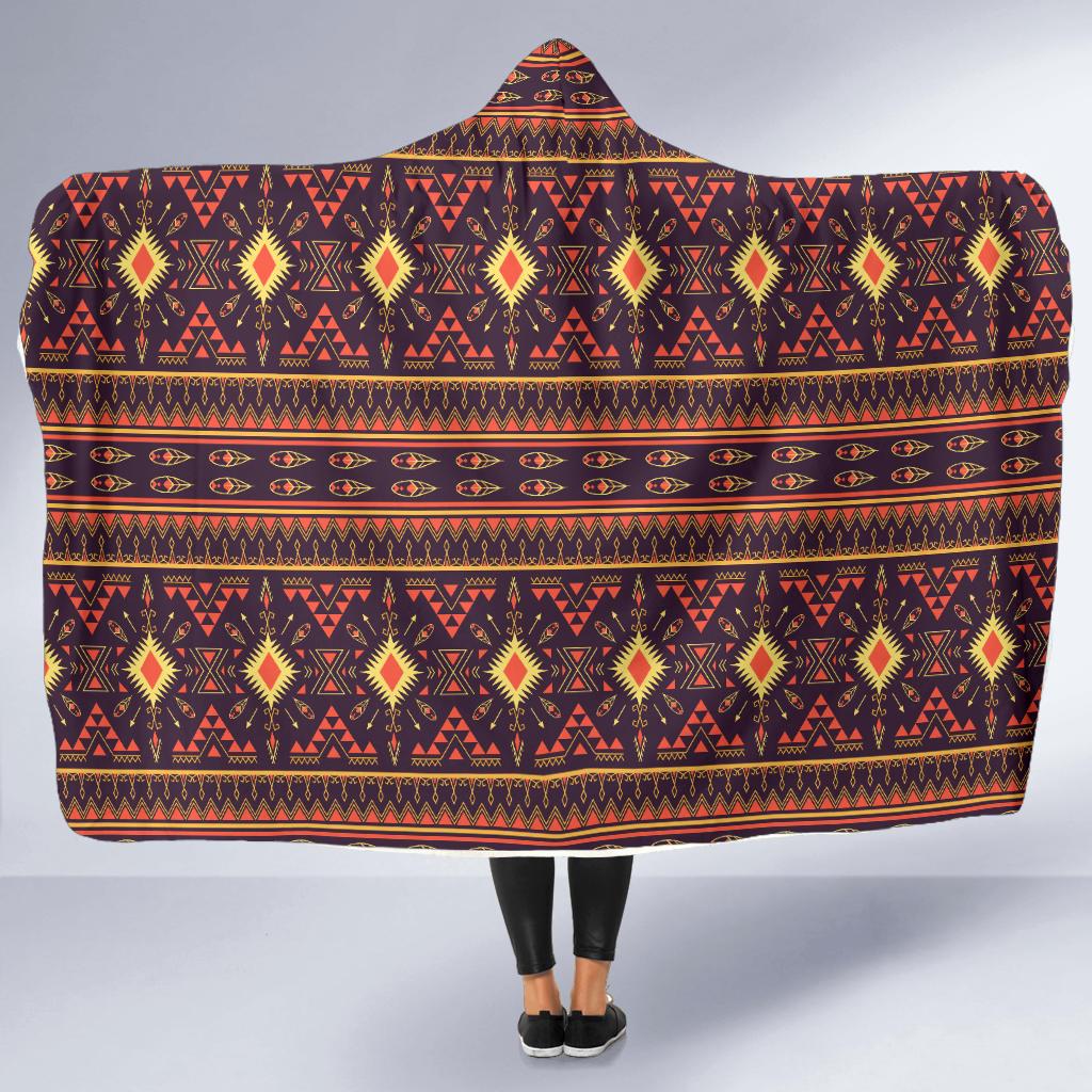 Southwest Ethnic Design Themed Print Hooded Blanket-JTAMIGO.COM