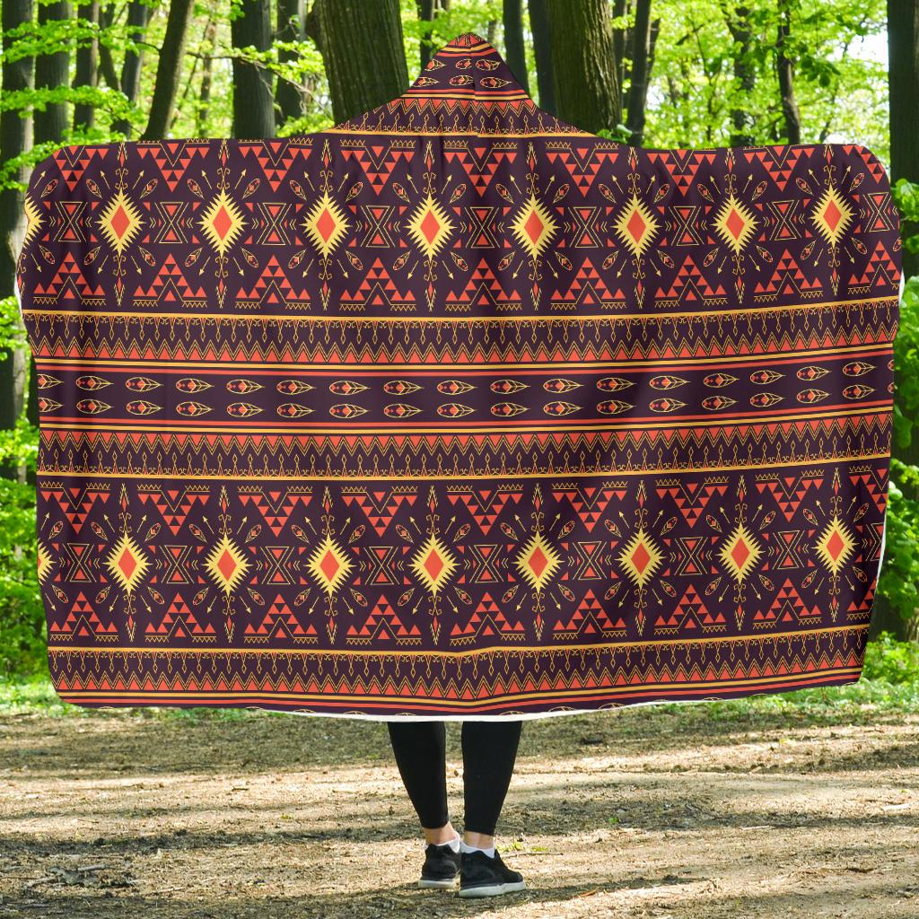 Southwest Ethnic Design Themed Print Hooded Blanket-JTAMIGO.COM