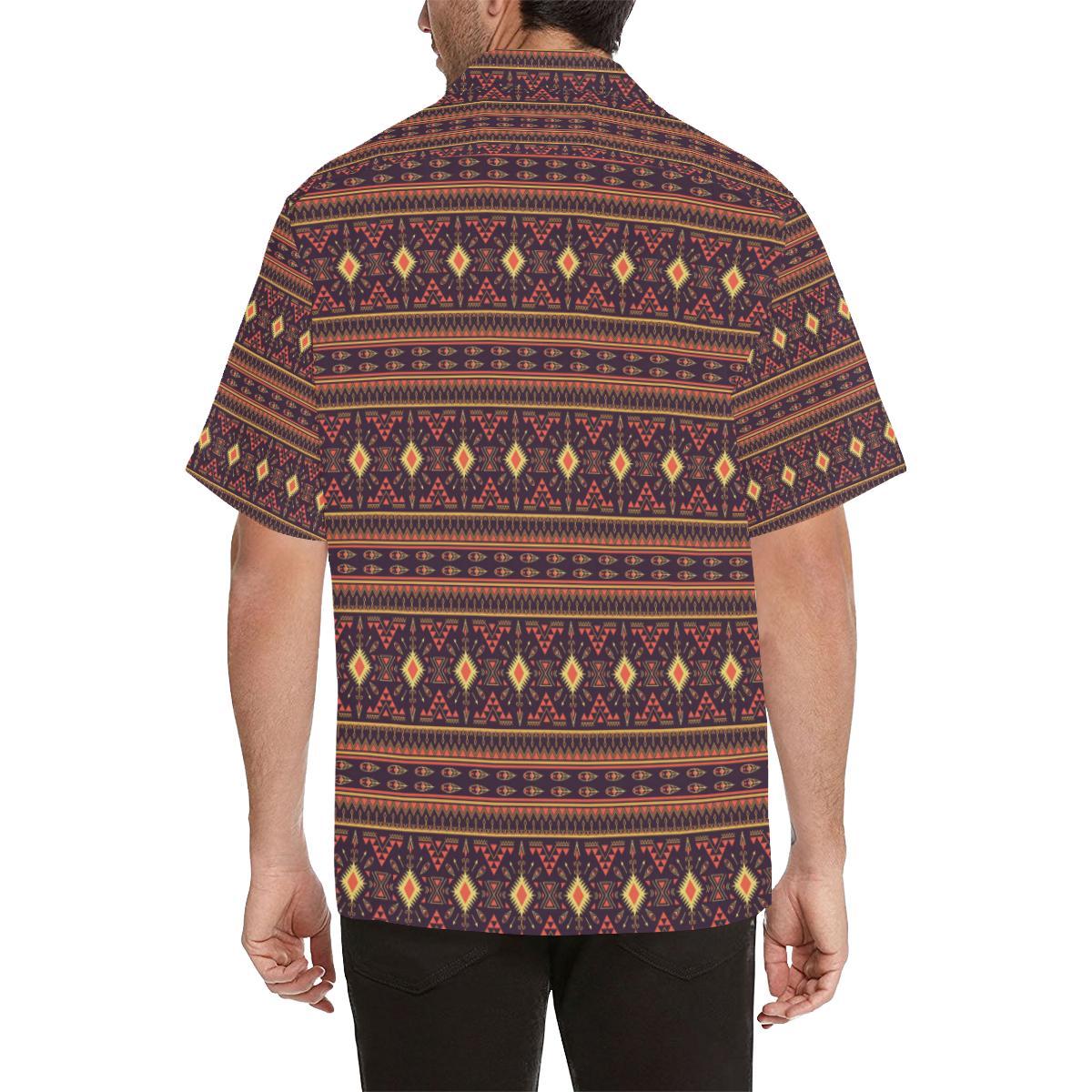Southwest Ethnic Design Themed Print Men Aloha Hawaiian Shirt