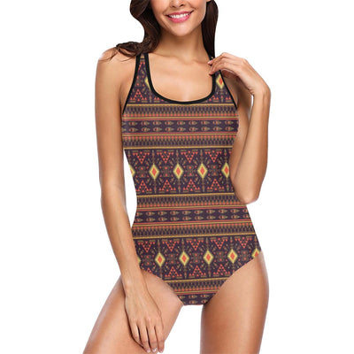 Southwest Ethnic Design Themed Print One Piece Swimsuit-JTAMIGO.COM