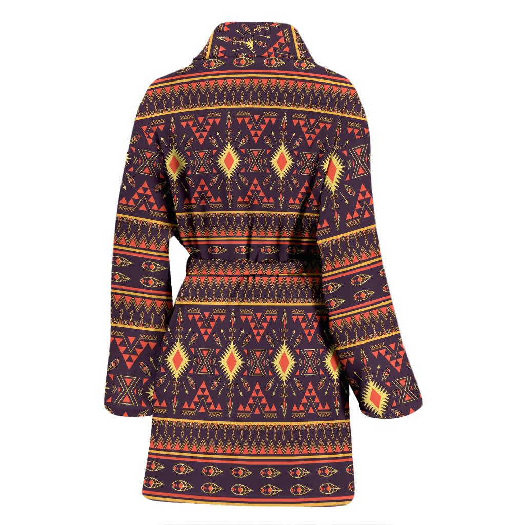 Southwest Ethnic Design Themed Print Women Bath Robe-JTAMIGO.COM