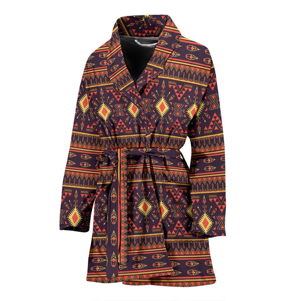 Southwest Ethnic Design Themed Print Women Bath Robe-JTAMIGO.COM