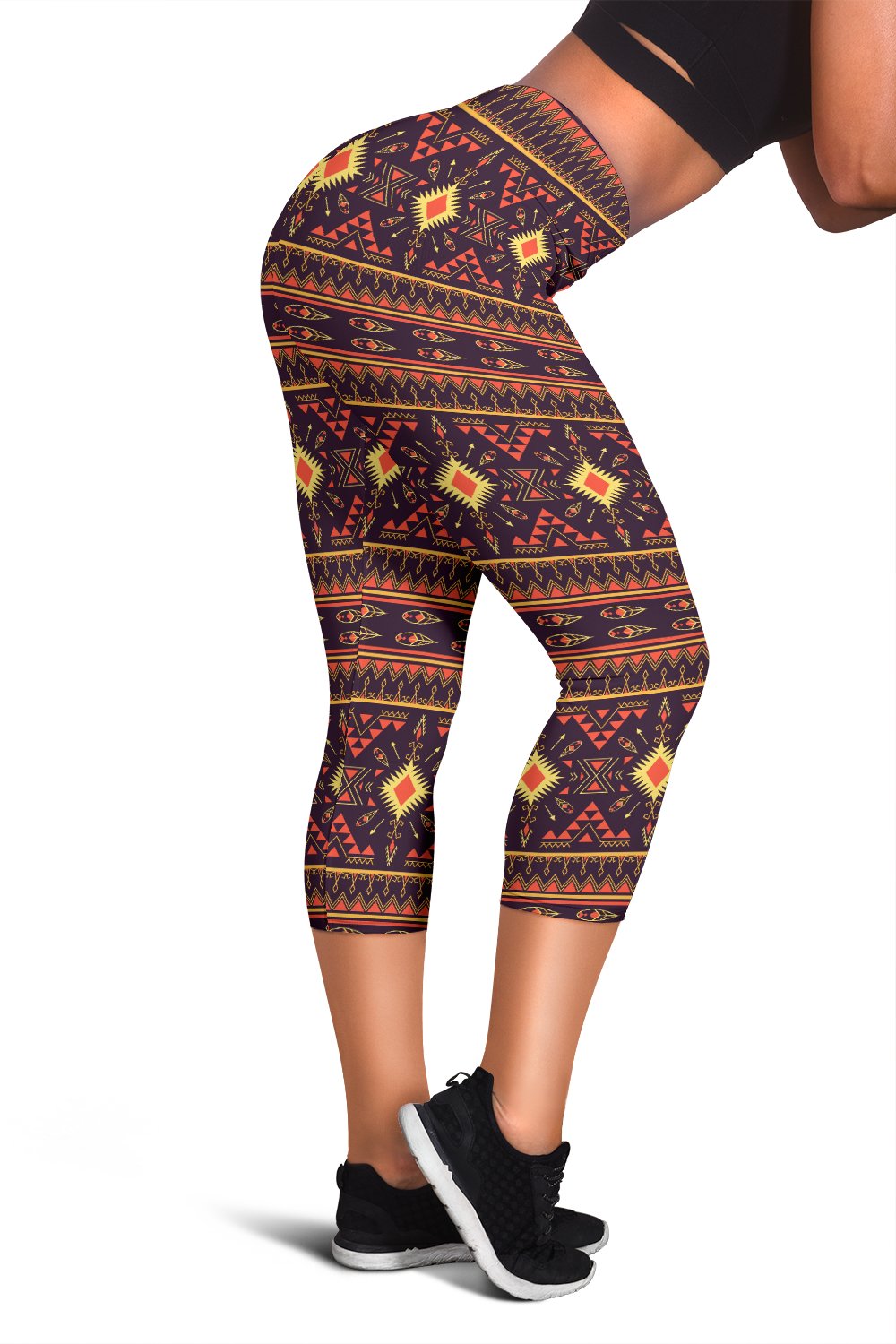 Southwest Ethnic Design Themed Print Women Capris