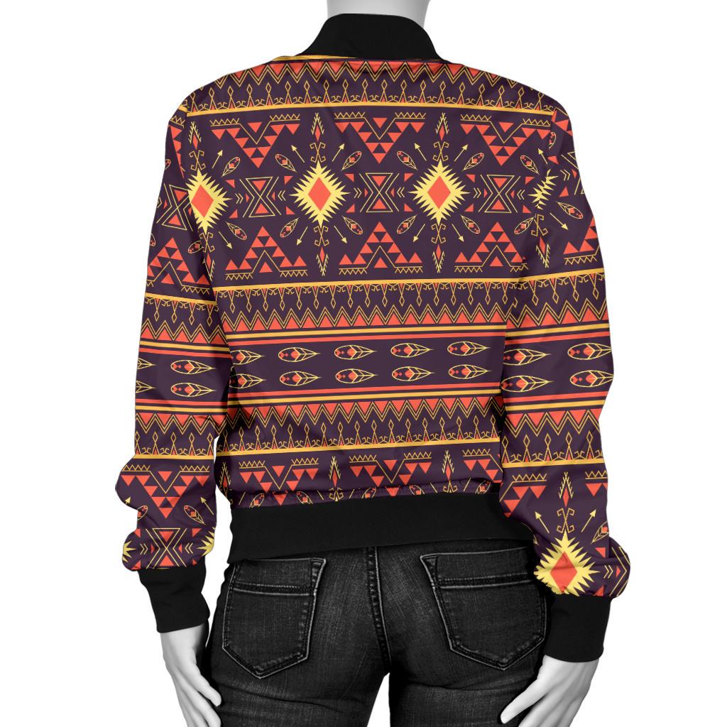 Southwest Ethnic Design Themed Print Women Casual Bomber Jacket