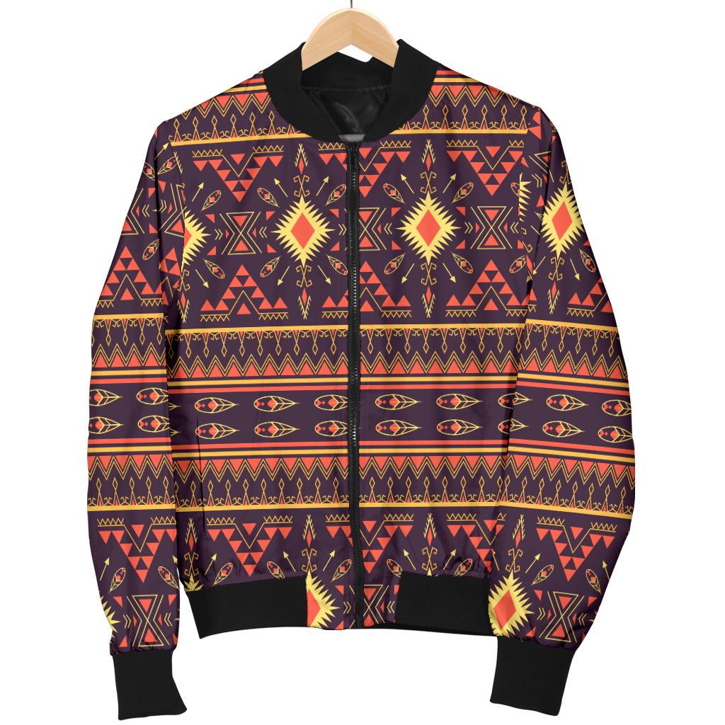 Southwest Ethnic Design Themed Print Women Casual Bomber Jacket