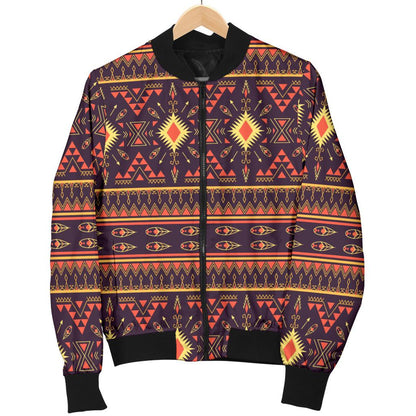 Southwest Ethnic Design Themed Print Women Casual Bomber Jacket