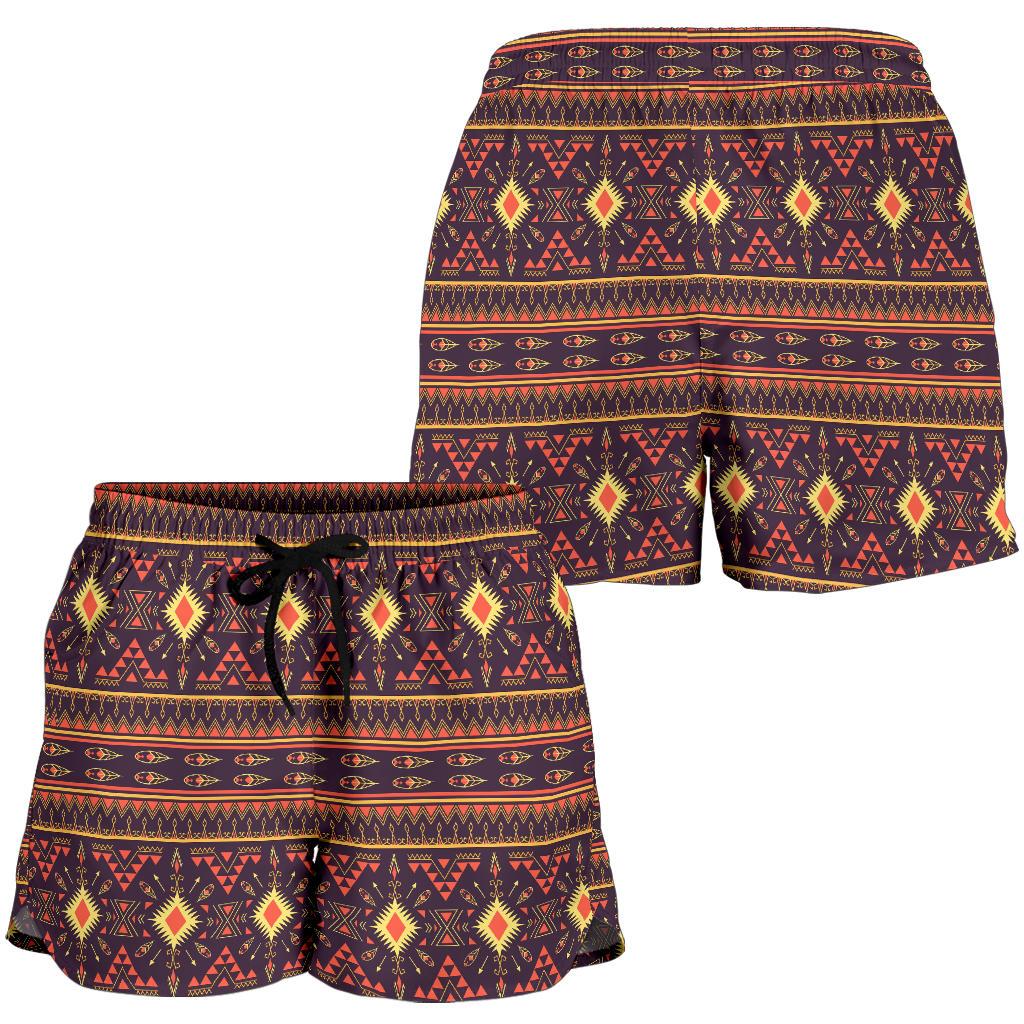 Southwest Ethnic Design Themed Print Women Shorts-JTAMIGO.COM
