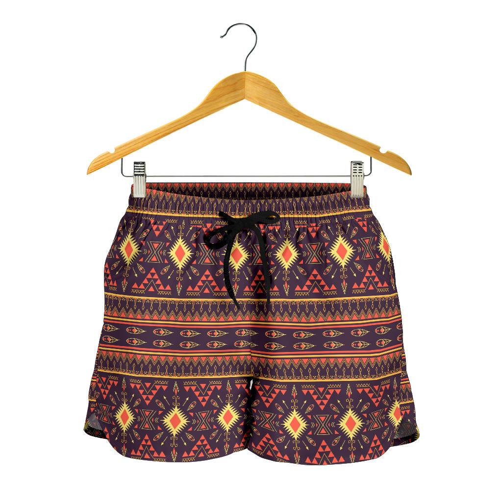 Southwest Ethnic Design Themed Print Women Shorts-JTAMIGO.COM