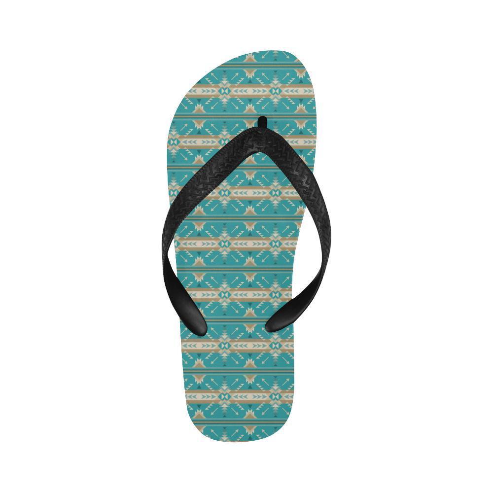 Southwest Native Design Themed Print Flip Flops-JTAMIGO.COM