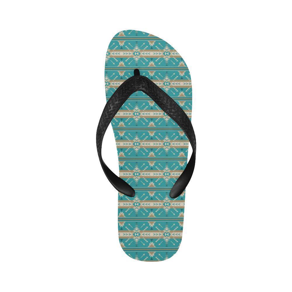 Southwest Native Design Themed Print Flip Flops-JTAMIGO.COM