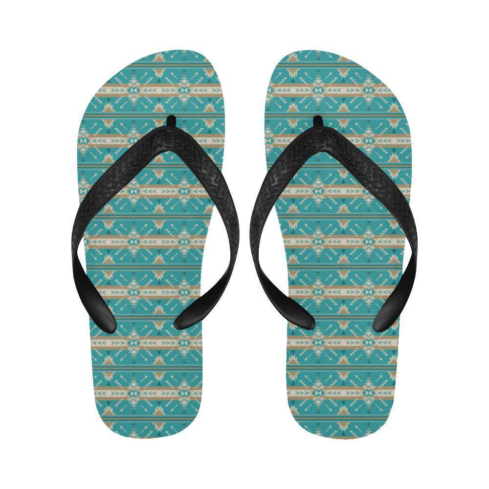 Southwest Native Design Themed Print Flip Flops-JTAMIGO.COM