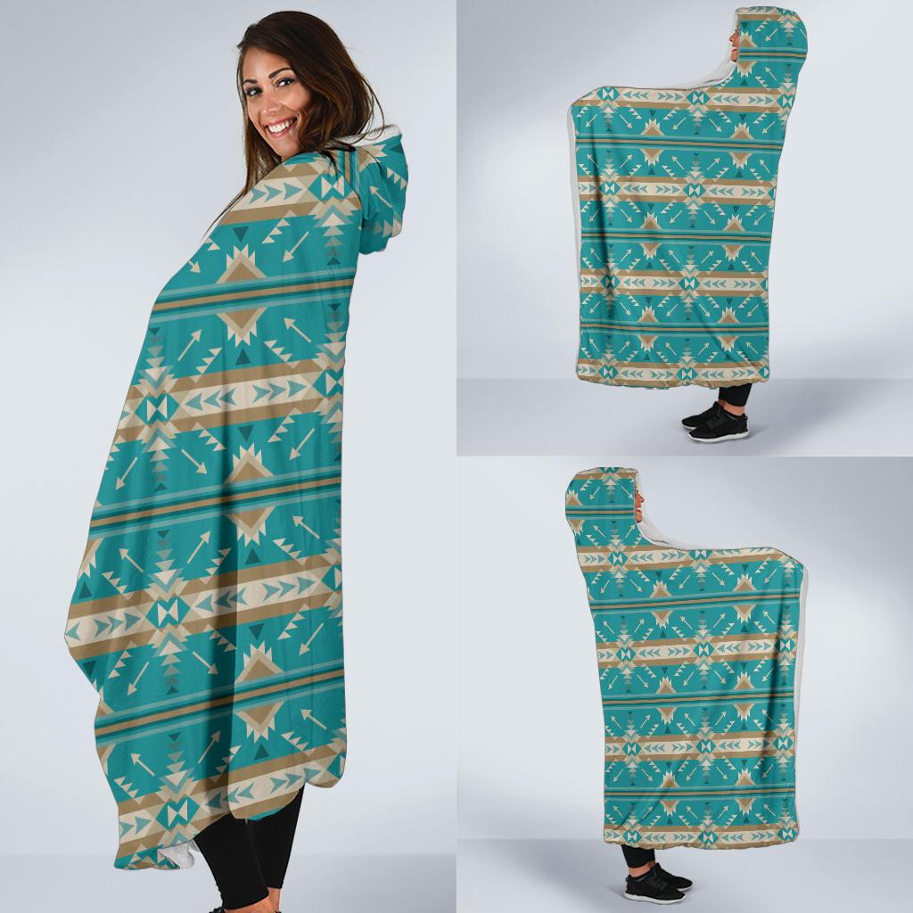 Southwest Native Design Themed Print Hooded Blanket-JTAMIGO.COM