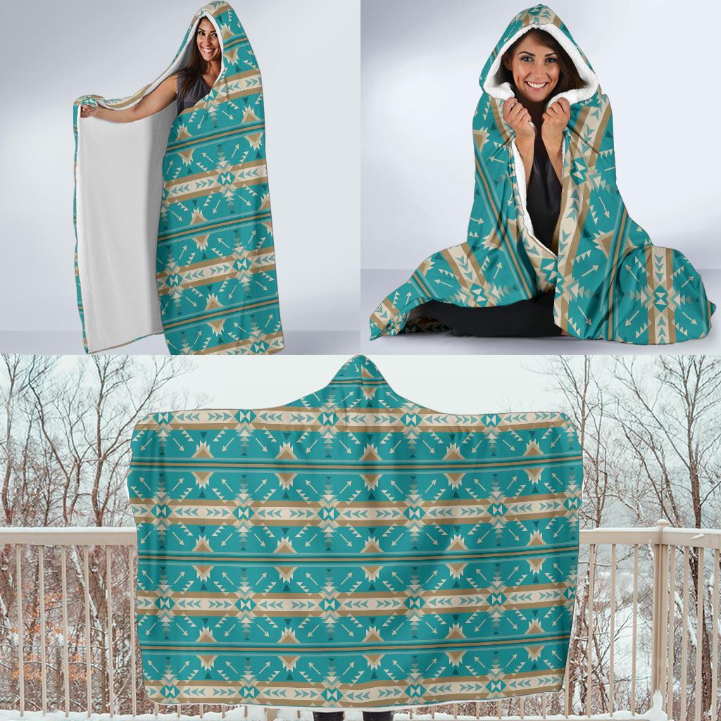Southwest Native Design Themed Print Hooded Blanket-JTAMIGO.COM