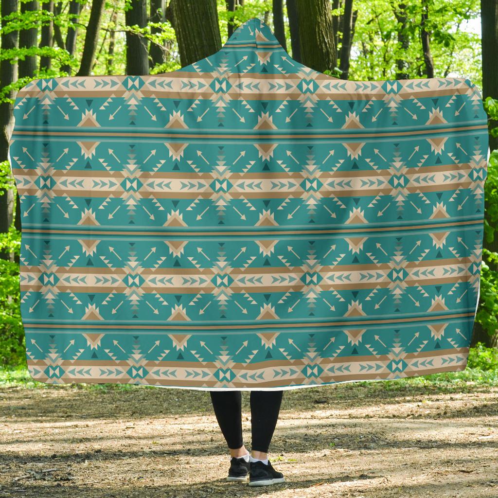 Southwest Native Design Themed Print Hooded Blanket-JTAMIGO.COM