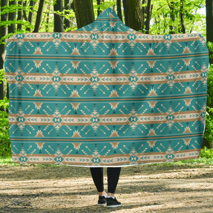 Southwest Native Design Themed Print Hooded Blanket-JTAMIGO.COM