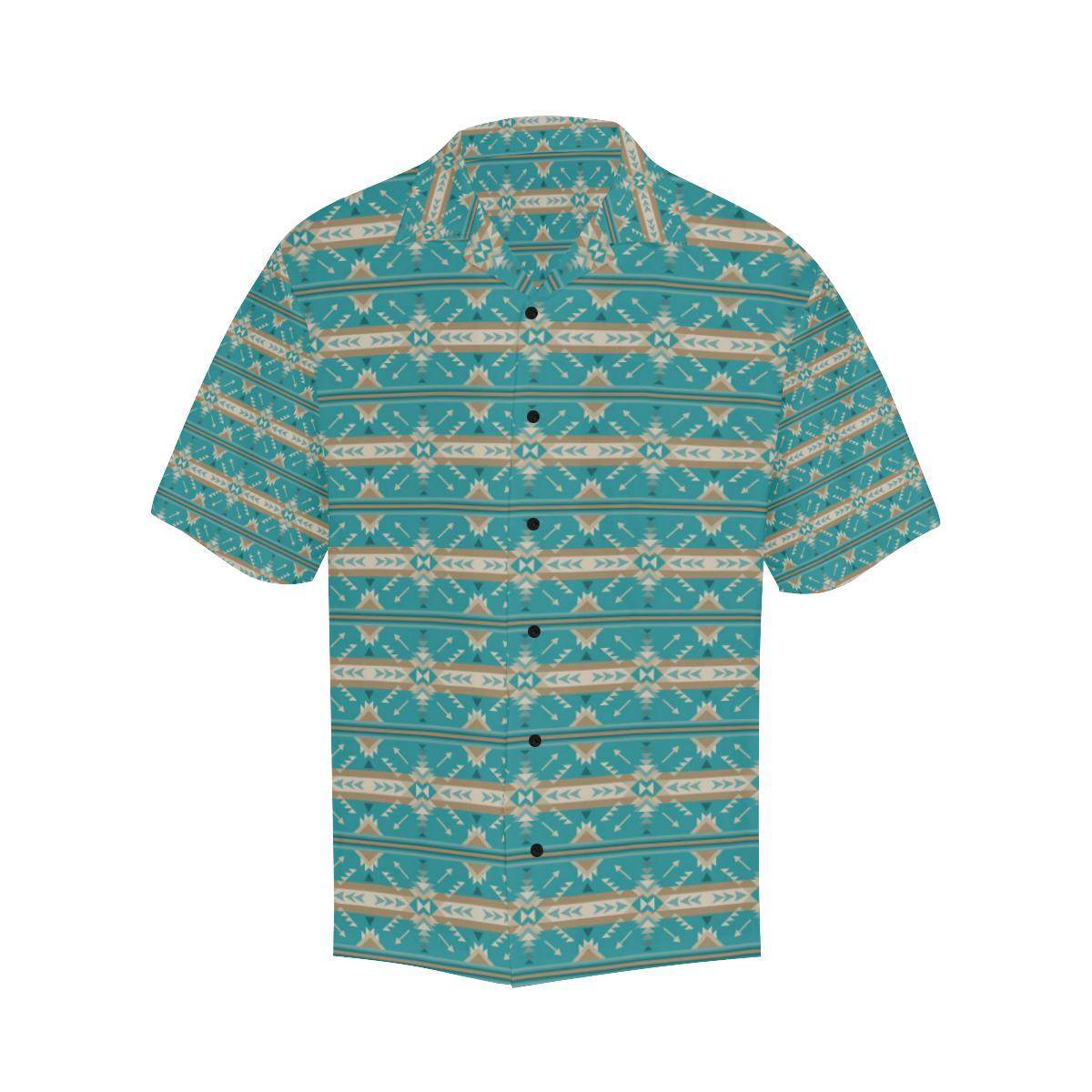 Southwest Native Design Themed Print Men Aloha Hawaiian Shirt
