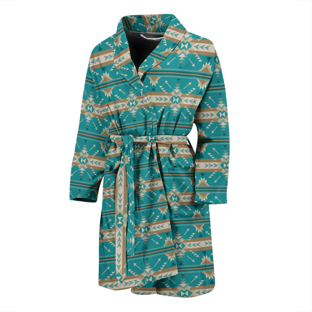 Southwest Native Design Themed Print Men Bath Robe-JTAMIGO.COM