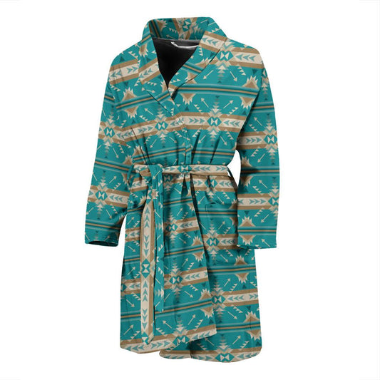 Southwest Native Design Themed Print Men Bath Robe-JTAMIGO.COM