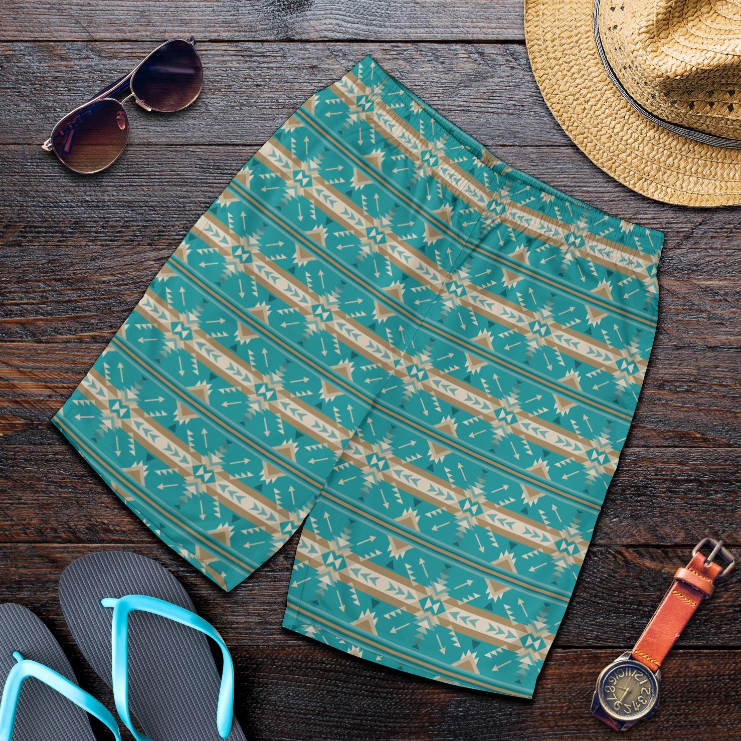 Southwest Native Design Themed Print Mens Shorts-JTAMIGO.COM