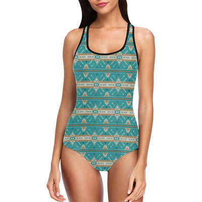 Southwest Native Design Themed Print One Piece Swimsuit-JTAMIGO.COM
