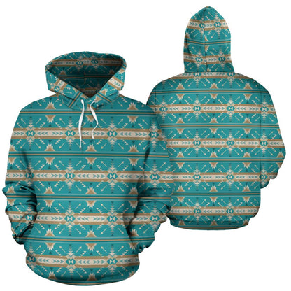 Southwest Native Design Themed Print Pullover Hoodie