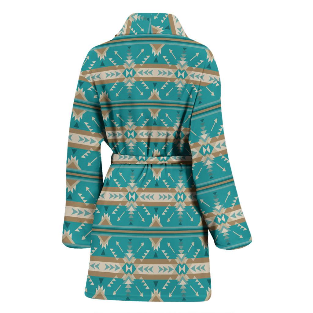 Southwest Native Design Themed Print Women Bath Robe-JTAMIGO.COM