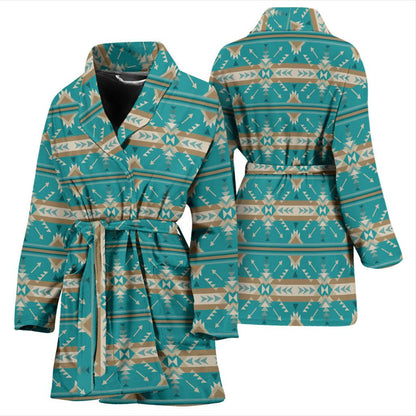 Southwest Native Design Themed Print Women Bath Robe-JTAMIGO.COM