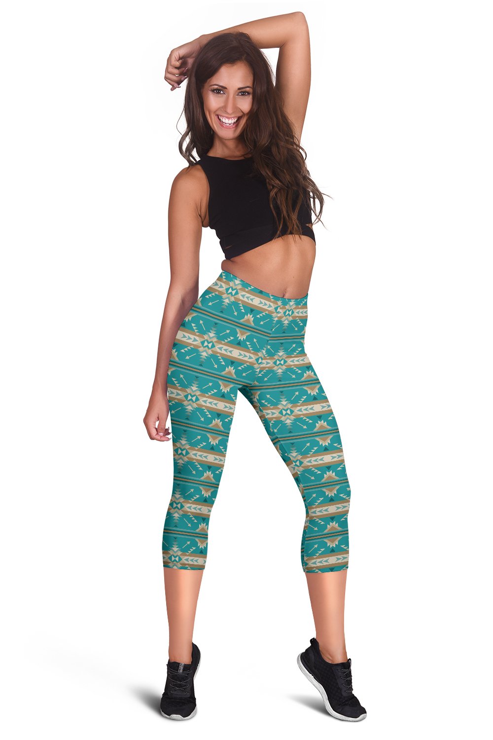 Southwest Native Design Themed Print Women Capris