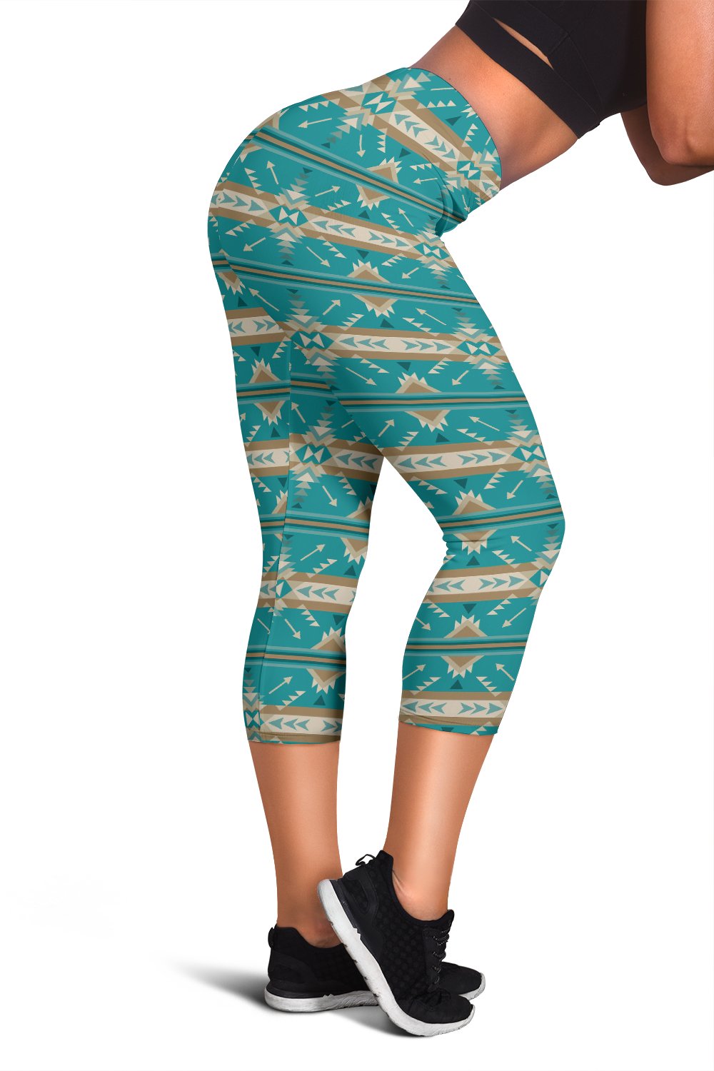 Southwest Native Design Themed Print Women Capris