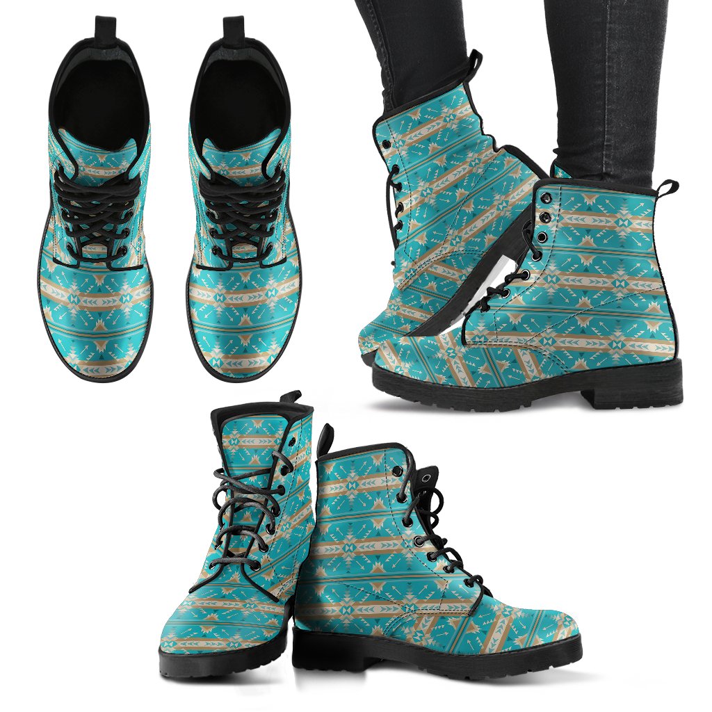Southwest Native Design Themed Print Women Leather Boots-JTAMIGO.COM