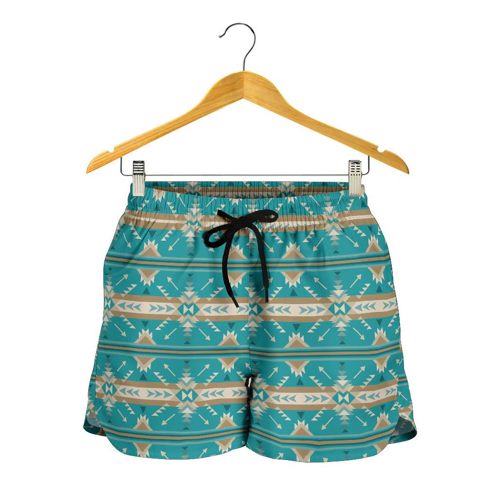 Southwest Native Design Themed Print Women Shorts-JTAMIGO.COM