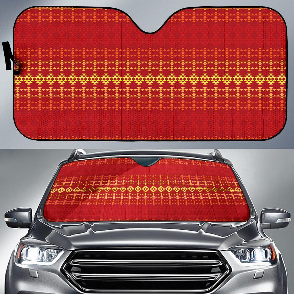 Southwest Red Gold Design Themed Print Car Sun Shade For Windshield