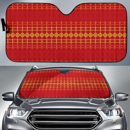 Southwest Red Gold Design Themed Print Car Sun Shade For Windshield