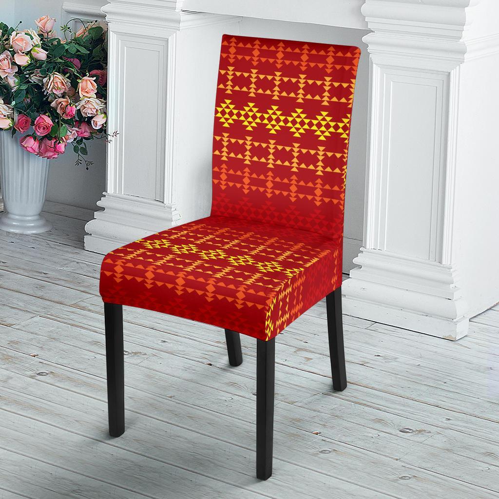 Southwest Red Gold Design Themed Print Dining Chair Slipcover-JTAMIGO.COM