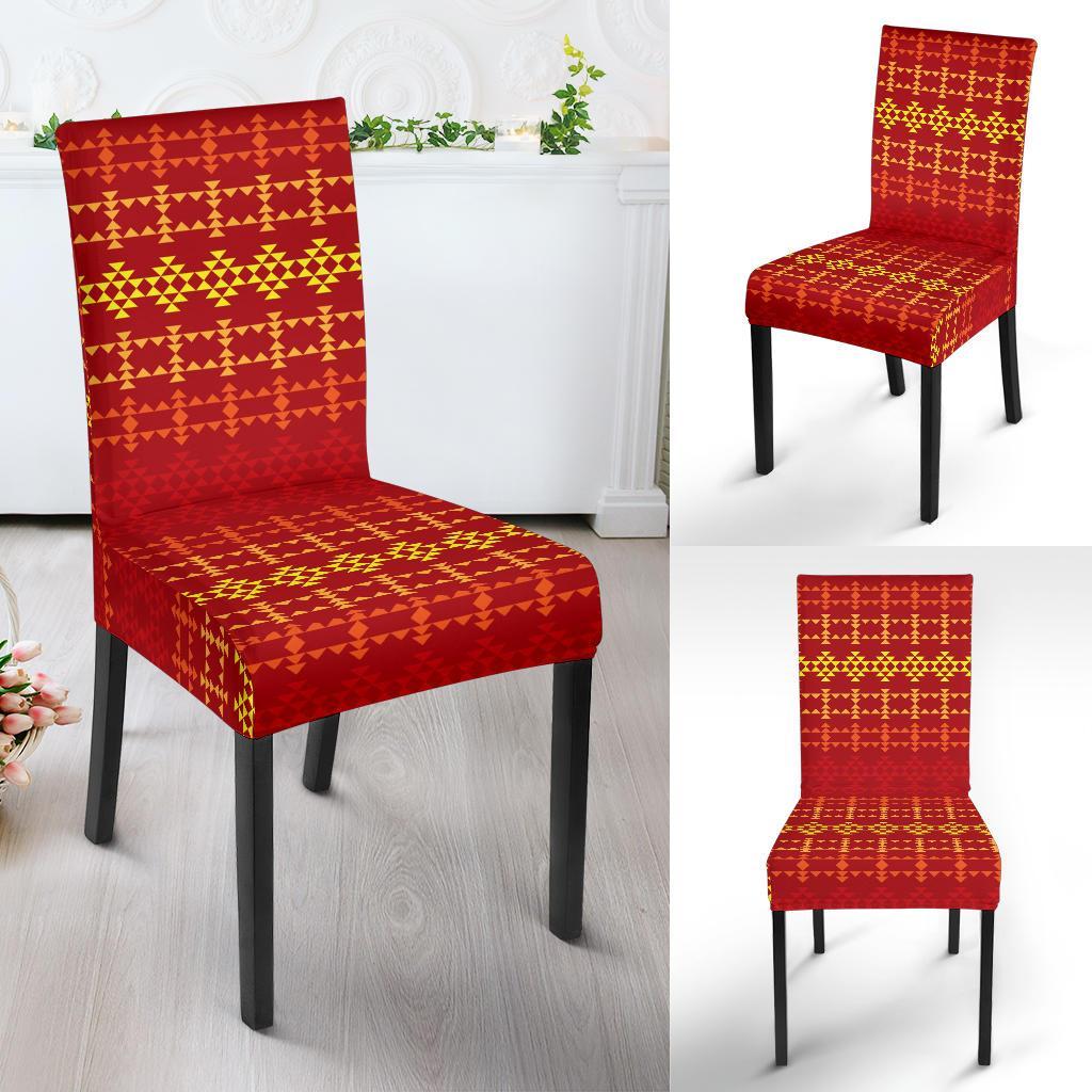 Southwest Red Gold Design Themed Print Dining Chair Slipcover-JTAMIGO.COM