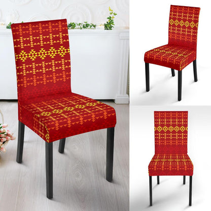 Southwest Red Gold Design Themed Print Dining Chair Slipcover-JTAMIGO.COM