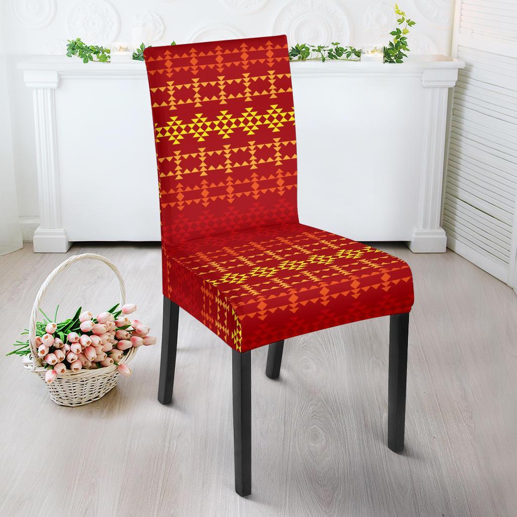 Southwest Red Gold Design Themed Print Dining Chair Slipcover-JTAMIGO.COM