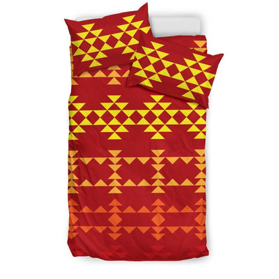 Southwest Red Gold Design Themed Print Duvet Cover Bedding Set