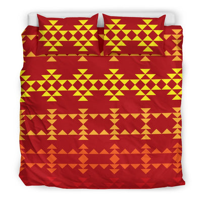 Southwest Red Gold Design Themed Print Duvet Cover Bedding Set