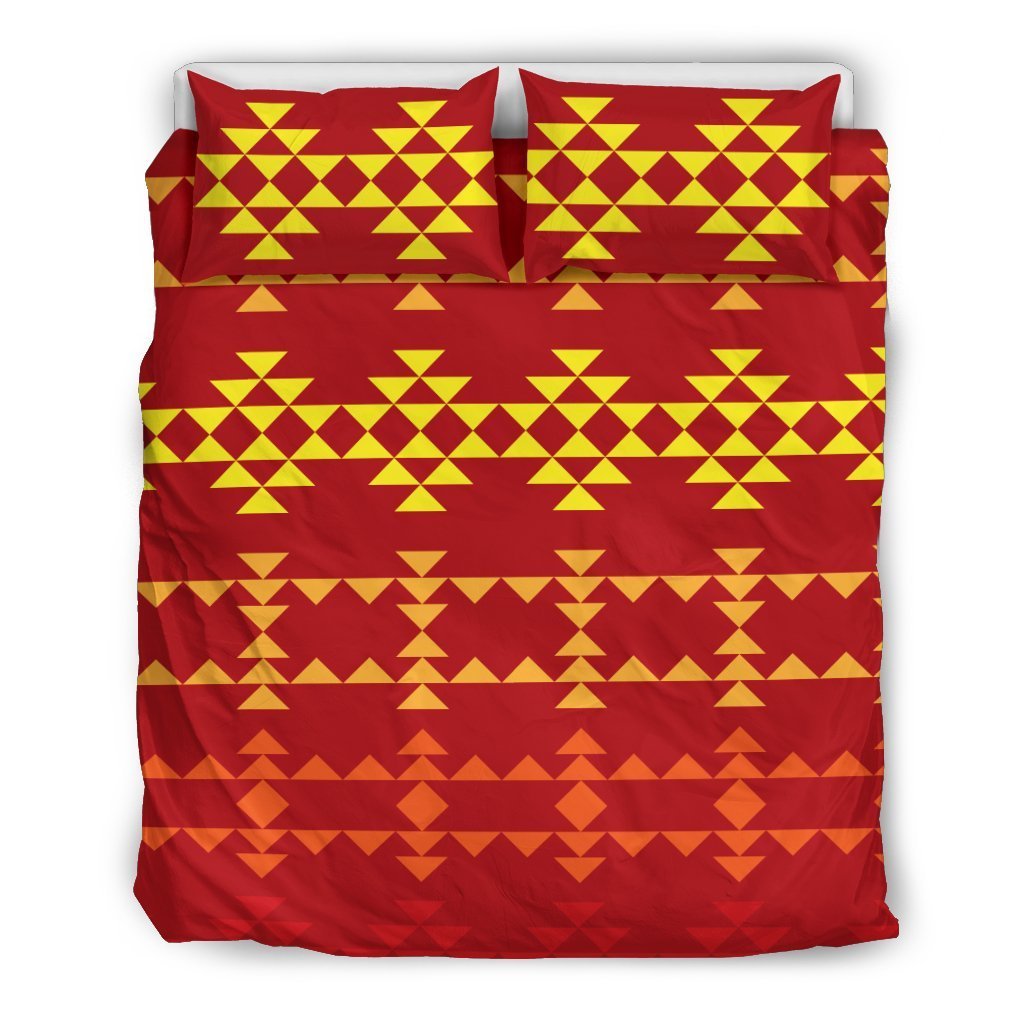 Southwest Red Gold Design Themed Print Duvet Cover Bedding Set