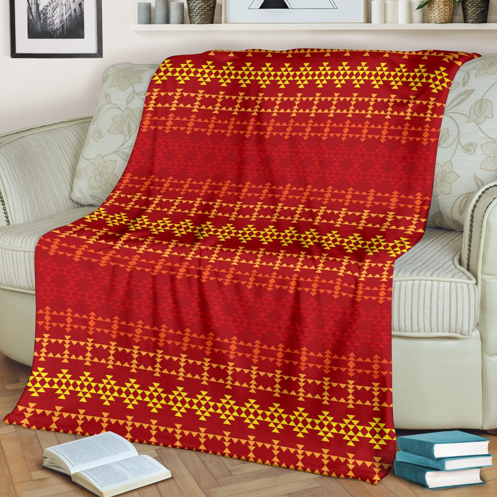 Southwest Red Gold Design Themed Print Fleece Blanket