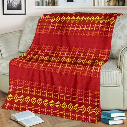 Southwest Red Gold Design Themed Print Fleece Blanket