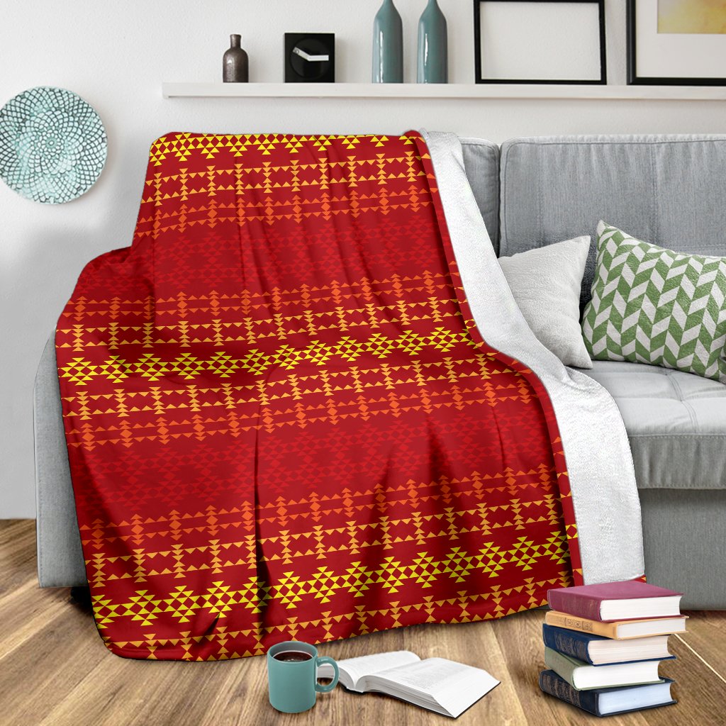 Southwest Red Gold Design Themed Print Fleece Blanket