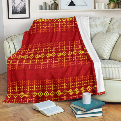 Southwest Red Gold Design Themed Print Fleece Blanket