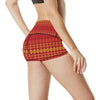 Southwest Red Gold Design Themed Print High Waisted Spandex Shorts-JTAMIGO.COM